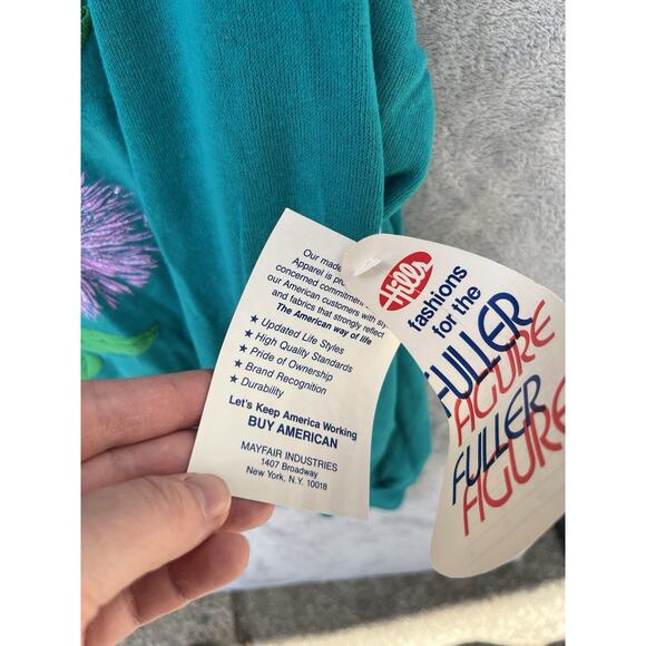 Vintage Puffy Bright 20W Sweatshirt Kitsch Wildflowers Grandmacore - Picture 2 of 10